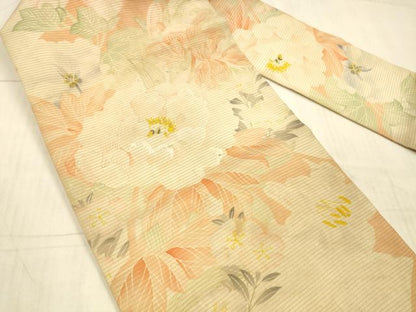 平和屋着物＊夏物 アンティーク 大正ロマン 九寸名古屋帯 刺繍 草花文 正絹 逸品 DAAX8653cm