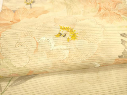平和屋着物＊夏物 アンティーク 大正ロマン 九寸名古屋帯 刺繍 草花文 正絹 逸品 DAAX8653cm