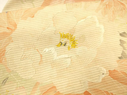 平和屋着物＊夏物 アンティーク 大正ロマン 九寸名古屋帯 刺繍 草花文 正絹 逸品 DAAX8653cm