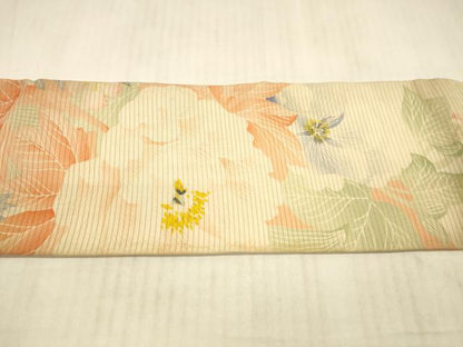 平和屋着物＊夏物 アンティーク 大正ロマン 九寸名古屋帯 刺繍 草花文 正絹 逸品 DAAX8653cm