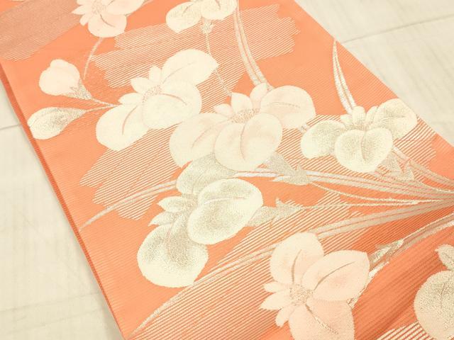 平和屋着物＊夏物 六通柄袋帯 草花文 銀糸 正絹 逸品 DAAX8655cm