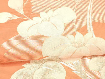 平和屋着物＊夏物 六通柄袋帯 草花文 銀糸 正絹 逸品 DAAX8655cm