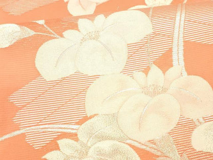 平和屋着物＊夏物 六通柄袋帯 草花文 銀糸 正絹 逸品 DAAX8655cm