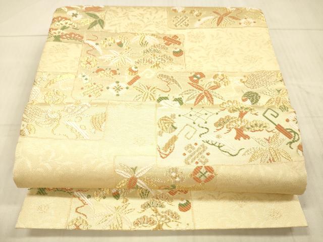 平和屋着物＊夏物 六通柄袋帯 唐織 宝尽くし草葉文 金糸 正絹 逸品 DAAX8657cm