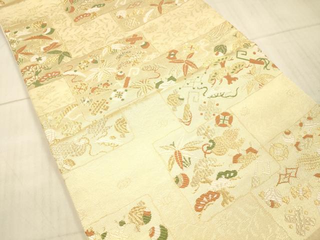 平和屋着物＊夏物 六通柄袋帯 唐織 宝尽くし草葉文 金糸 正絹 逸品 DAAX8657cm