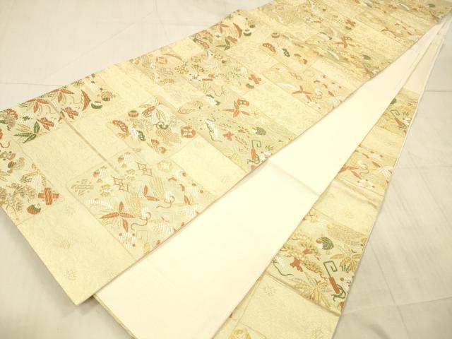 平和屋着物＊夏物 六通柄袋帯 唐織 宝尽くし草葉文 金糸 正絹 逸品 DAAX8657cm