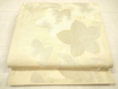 平和屋着物＊夏物 六通柄袋帯 草花文 金銀糸 正絹 逸品 DAAX8658cm