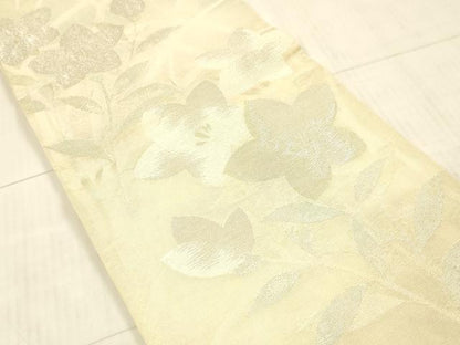 平和屋着物＊夏物 六通柄袋帯 草花文 金銀糸 正絹 逸品 DAAX8658cm