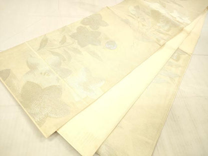 平和屋着物＊夏物 六通柄袋帯 草花文 金銀糸 正絹 逸品 DAAX8658cm
