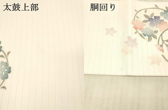 平和屋着物＊夏物　九寸名古屋帯　草花文　銀糸　DAAX8659cm