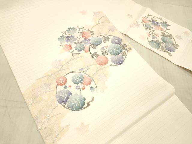 平和屋着物＊夏物　九寸名古屋帯　草花文　銀糸　DAAX8659cm