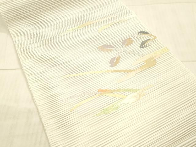 平和屋着物＊夏物 絽綴れ 八寸名古屋帯 枝葉文 金糸 正絹 逸品 DAAX8662cm