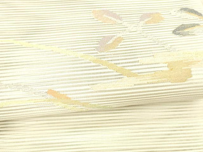 平和屋着物＊夏物 絽綴れ 八寸名古屋帯 枝葉文 金糸 正絹 逸品 DAAX8662cm