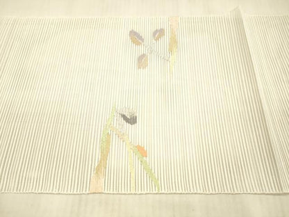平和屋着物＊夏物 絽綴れ 八寸名古屋帯 枝葉文 金糸 正絹 逸品 DAAX8662cm