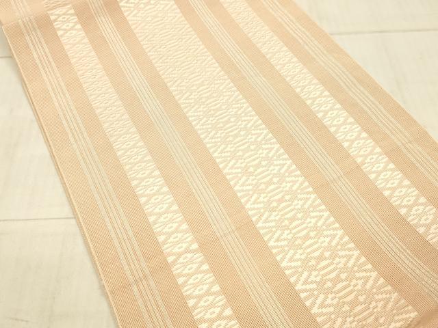 平和屋着物＊夏物 本場筑前博多織 八寸名古屋帯 紗献上 珊瑚色 銀通し地 正絹 逸品 DAAX8664cm