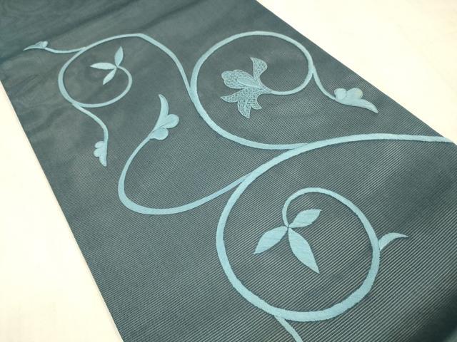 平和屋着物＊夏物 九寸名古屋帯 総刺繍 唐草文 正絹 逸品 DAAX8667cm
