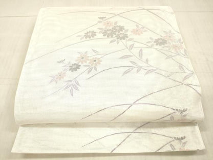 平和屋着物＊夏物 全通柄袋帯 草花文 銀糸 DAAX8670cm