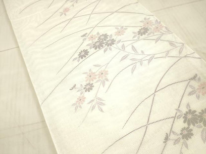 平和屋着物＊夏物 全通柄袋帯 草花文 銀糸 DAAX8670cm