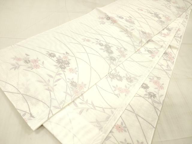 平和屋着物＊夏物 全通柄袋帯 草花文 銀糸 DAAX8670cm