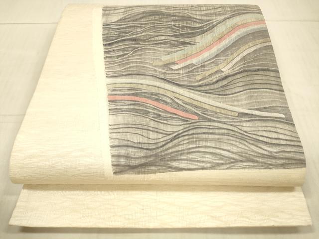 平和屋着物＊夏物 太鼓柄袋帯 流水文 金糸 正絹 逸品 DAAX8672cm