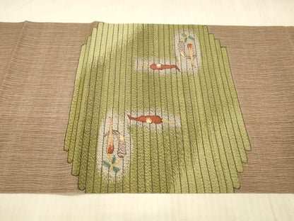 平和屋着物＊夏物 太鼓柄袋帯 成り物 正絹 逸品 DAAX8676cm