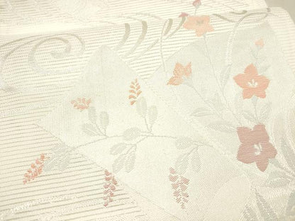 平和屋着物＊夏物 六通柄袋帯 流水草花文 銀糸 DAAX8679cm