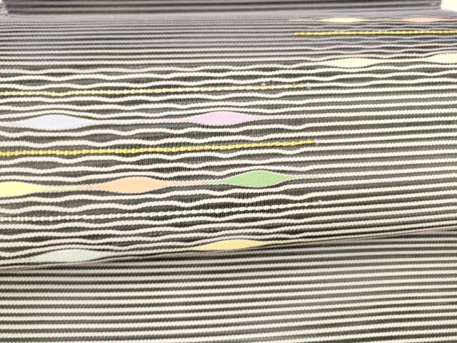 平和屋着物＊夏物 絽綴れ 八寸名古屋帯 よろけ縞 金糸 正絹 逸品 DAAX8680cm
