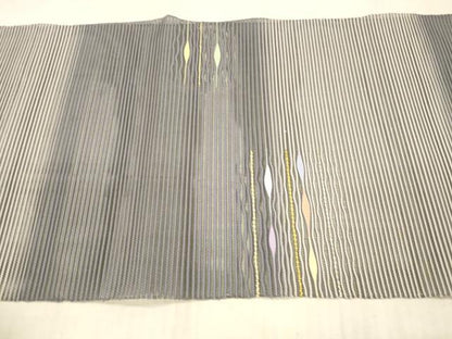 平和屋着物＊夏物 絽綴れ 八寸名古屋帯 よろけ縞 金糸 正絹 逸品 DAAX8680cm