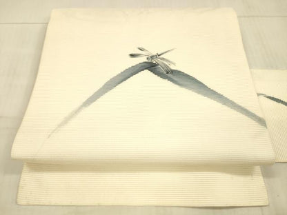 平和屋着物＊夏物 九寸名古屋帯 作家物 手描き 蜻蛉草葉文 正絹 逸品 DAAX8681cm
