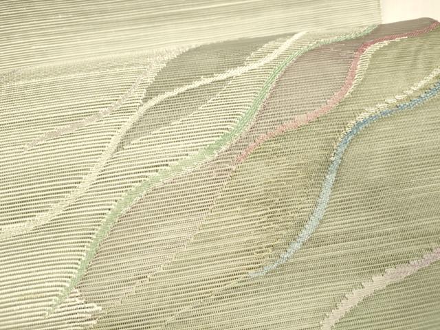 平和屋着物＊夏物 八寸名古屋帯 流水文 銀糸 正絹 逸品 DAAX8684cm