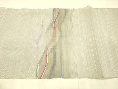 平和屋着物＊夏物 八寸名古屋帯 流水文 銀糸 正絹 逸品 DAAX8684cm