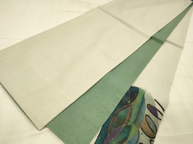 平和屋着物●太鼓柄袋帯 紬地 玉虫 抽象文様 金彩 正絹 逸品 DAAX8686cm