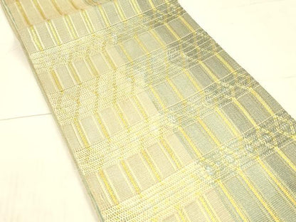平和屋着物▽スリーシーズン 春夏秋 太鼓柄袋帯 抽象間道 金糸 正絹 逸品 DAAX8699cm