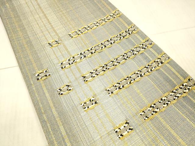 平和屋着物▽スリーシーズン 春夏秋 太鼓柄袋帯 横段文 金糸 正絹 逸品 DAAX8707cm