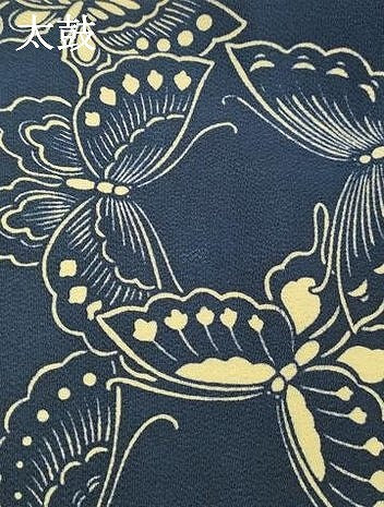 平和屋着物●全通柄九寸名古屋帯　型染　舞蝶文　鬼しぼ縮緬　正絹　逸品　DAAX8721cm