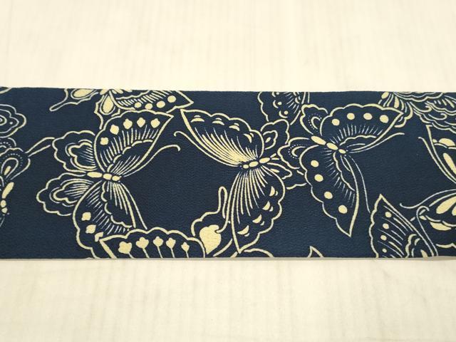 平和屋着物●全通柄九寸名古屋帯　型染　舞蝶文　鬼しぼ縮緬　正絹　逸品　DAAX8721cm