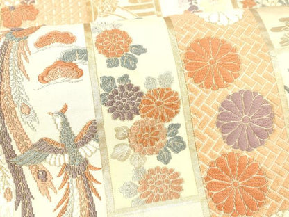 平和屋着物●六通柄袋帯　唐織　鳳凰草花文　金糸　正絹　逸品　DAAX8724cm