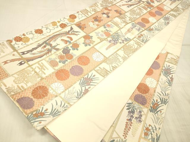 平和屋着物●六通柄袋帯　唐織　鳳凰草花文　金糸　正絹　逸品　DAAX8724cm