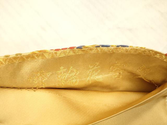 平和屋着物●六通柄袋帯　唐織　雪輪花寄文　金糸　正絹　逸品　DAAX8725cm