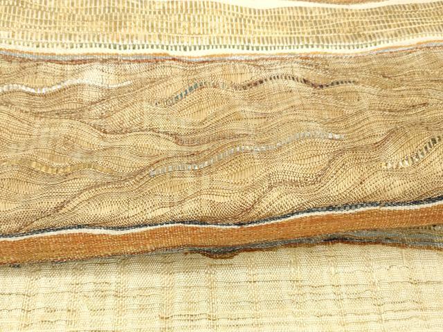 平和屋着物▽スリーシーズン 春夏秋 太鼓柄袋帯 櫛織 抽象文様 金銀糸 正絹 逸品 DAAX8737cm