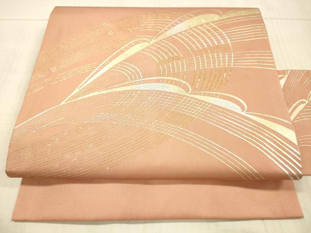 平和屋着物●金彩友禅作家　金彩の魔術師　堀省平　金煌織　九寸名古屋帯　抽象文様　金銀彩　正絹　逸品　DAAX8753cm