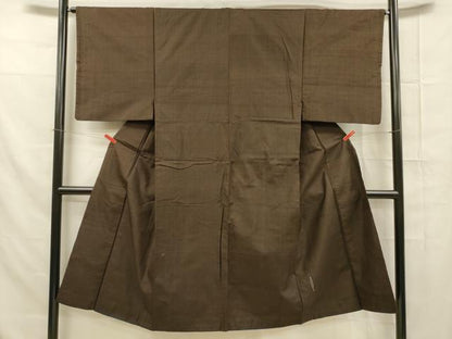 平和屋着物■男性　紬　格子　正絹　逸品　DAAX8773cm