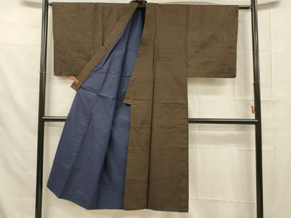 平和屋着物■男性　紬　格子　正絹　逸品　DAAX8773cm