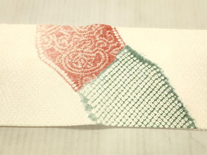 平和屋着物●名門 藤娘きぬたや・総絞り つけ帯 抽象文様 正絹 逸品 DAAX8809cm