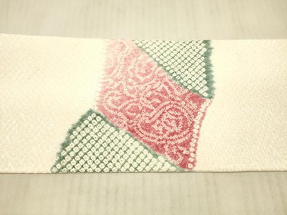 平和屋着物●名門 藤娘きぬたや・総絞り つけ帯 抽象文様 正絹 逸品 DAAX8809cm