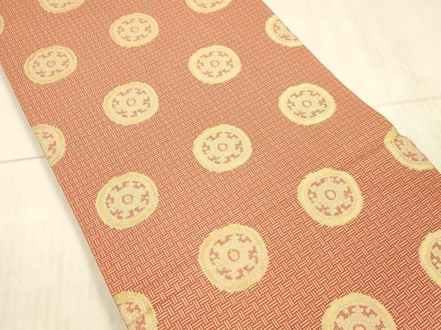 平和屋着物●龍村美術織物 九寸開き名古屋帯 糸屋輪宝手 金糸 正絹 逸品 DAAX8814cm