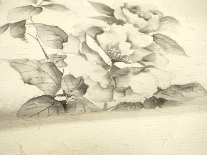 平和屋着物●九寸名古屋帯　髭紬　作家物　手描き　枝花文　正絹　逸品　DAAX8823cm
