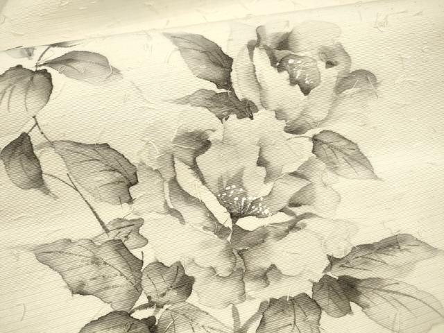 平和屋着物●九寸名古屋帯　髭紬　作家物　手描き　枝花文　正絹　逸品　DAAX8823cm