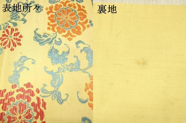 平和屋着物●アンティーク 大正ロマン 九寸名古屋帯 唐織 草花文 金糸 正絹 逸品 DAAX8843cm