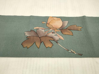 平和屋着物●九寸名古屋帯 ろうけつ染め 枝花文 鬼しぼ縮緬 正絹 逸品 DAAX8850cm